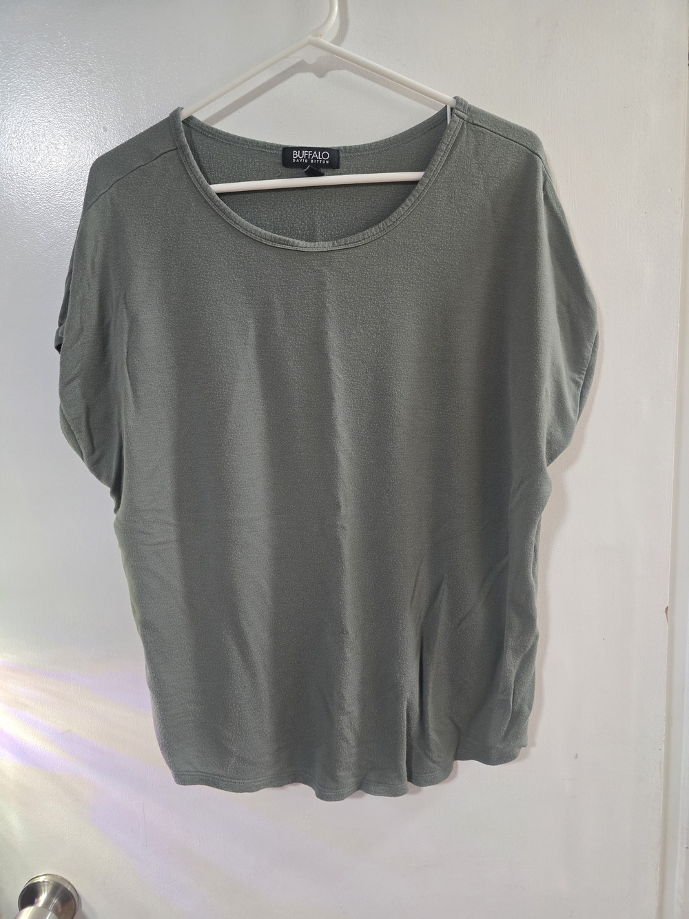 Buffalo David Bitton Olive Green Tee Womens Short Sleeve Casual Basic Top